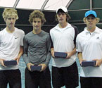The boys' doubles winners and runners-up (left to right) Luke Saville, Jacki Schipanski, Andrew Whittington and Jordan Szabo