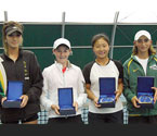 The runners-up and winners of the girls' doubles final (left to right) Teiwa Casey, Emily Fanning, Haochen Tang and Viktorija Rajicic