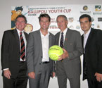 L to R: David Morrison (Division 1 - Councillor for Ipswich City Council and Chairperson of Parks, Sports & Recreation), Todd Woodbridge (Australian Davis Cup coach), Mal Anderson (Davis Cup Winner & 2000 International Tennis Hall of Fame Inductee) and Umit Oraloglu (Founder of the Gallipoli Youth Cup)