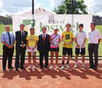 Trophies ceremony L to R: Phil Bailey (Secretary of the Ipswich Sub Branch RSL), David Morrison (Division 1 - Councillor for Ipswich City Council and Chairperson of Parks, Sports & Recreation), Nao Hibino (Girls' Winner), Turgut Allahmanli (Honorary Consul of the Republic of Turkey in Brisbane for Queensland), Ashleigh Barty (Girls' Runner Up), Kieren Thompson (Boys' Runner Up), Mark Richards (Boys' Winner) and Pat Cash (Ambassador of GYC)