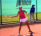 Priscilla Hon in action during her semi final match against Ellen Perez