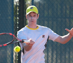 Jake Delaney playing a forehand shot during the boys singles final (Photo: Elizabeth Xue-Bai)