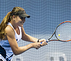 Aleksa Cveticanin playing a backhand shot during the girls singles final (Photo: Elizabeth Xue-Bai)