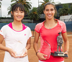 (L to R) Girls Runner Up, Himari Sato and Girls Winner Jaimee Fourlis holding their trophies (Photo: Elizabeth Xue-Bai)